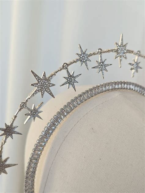 Silver Celestial Bridal Halo Headband Celestial Bridal Crown Etsy