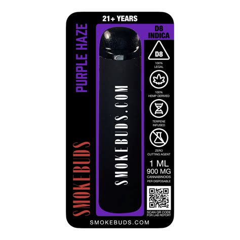 Disposable Vape Pen Hdi D8 Indica 900mg Purple Haze Smokebuds