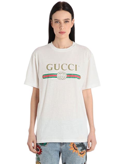 Gucci ダメージ加工 刺繍 Tシャツ Lサイズ レディース