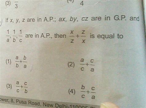 If X Y Z Are In AP Ax By C Z Are In GP And 11 Frac