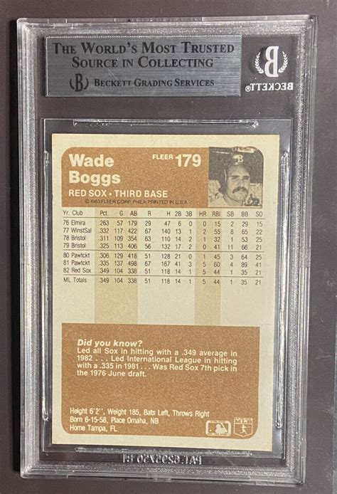 Fleer Wade Boggs Rc Bgs Hof Ebay