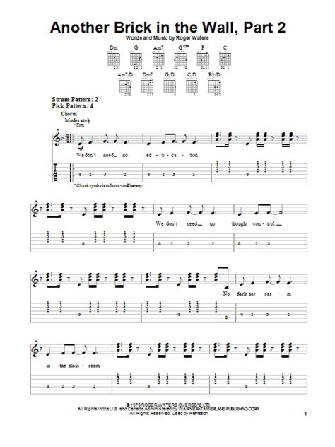 Another Brick In The Wall Part 2 By Pink Floyd Sheet Music For Easy