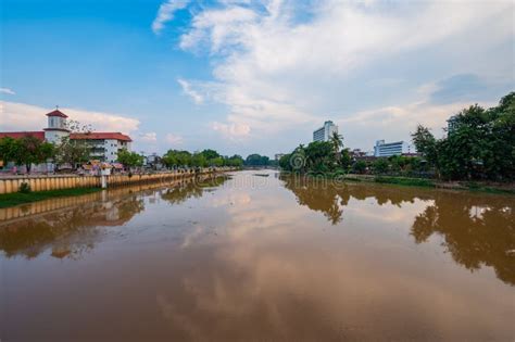 Chiang Mai Thailand May Ping River With Chiang Mai Town