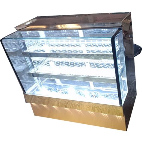 Glass And SS Rectangular 3 Feet Cake Display Counter For Bakery At Rs