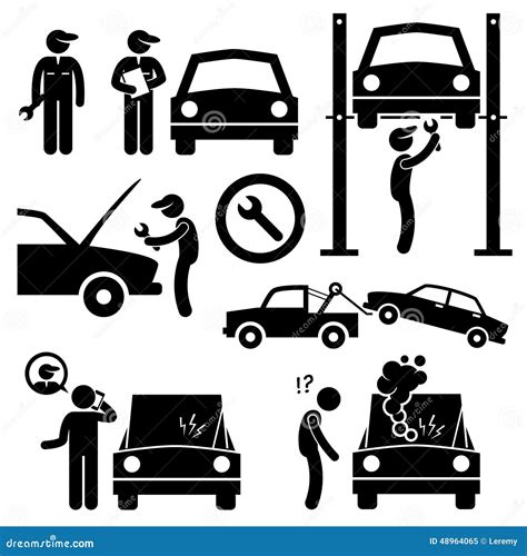 Mecánico Icons Del Taller De Los Servicios De Reparación Del Coche