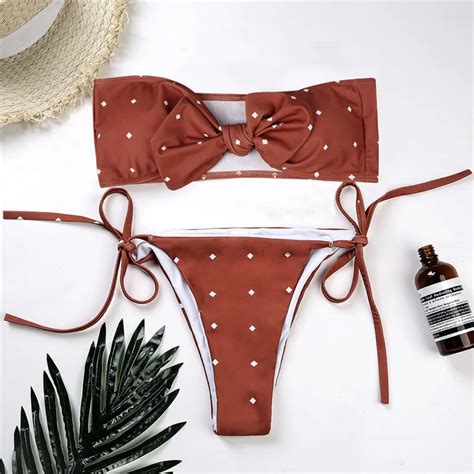 2018 Sexy Tube Top Print Swimwear Women Bikini Summer Beach Swimsuit