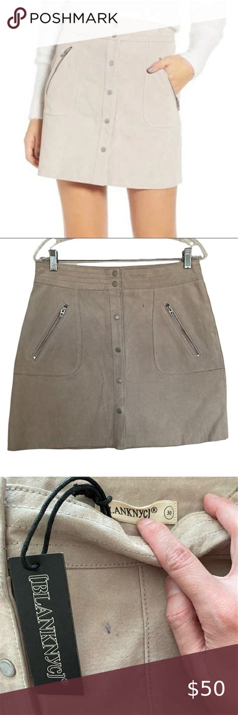 BLANKNYC Suede Leather Snap Skirt Cream Size 30 Suede Leather Skirts