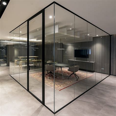 Acoustic Single Glazed Office Aluminum And Frameless Full Tempered Laminated Glass Wall