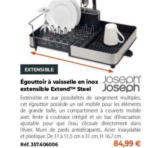 Promo égouttoir à Vaisselle En Inox Extensible Extend Steel Joseph chez