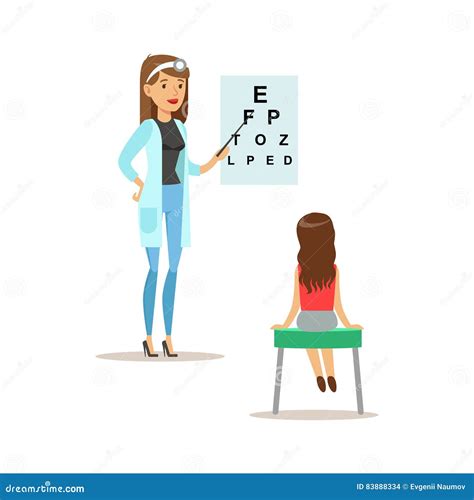 Girl on Medical Eyesight Check-Up with Female Pediatrician Doctor Doing