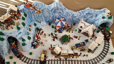 Miniature Villages: Display board for Lego Christmas village.