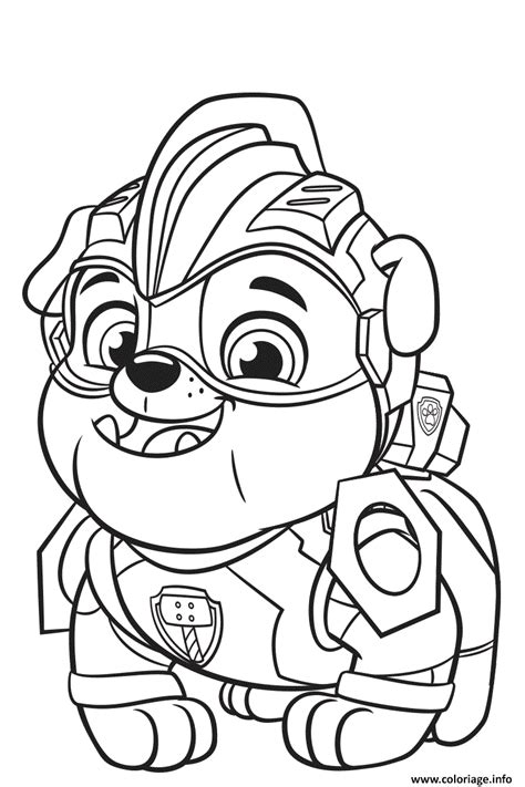 Coloriage Paw Patrol Mighty Pups Rubble Dessin Paw Patrol à Imprimer