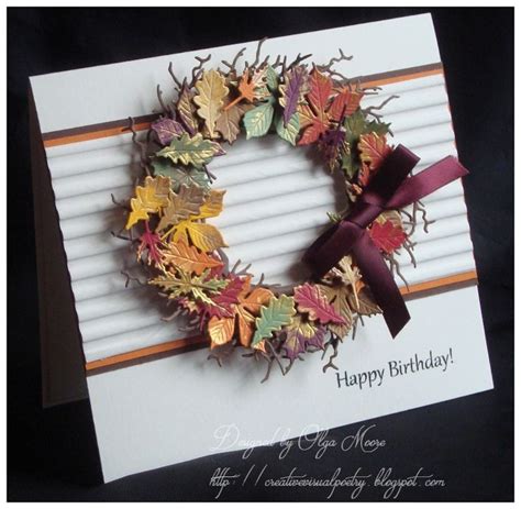 Card Wreath Fall Autumn Leaf Leaves Foliage IO Impression Obsession