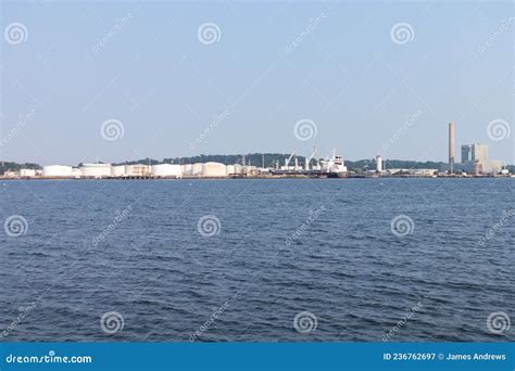 New Haven Harbor With An Industrial View Along The Shore In New Haven