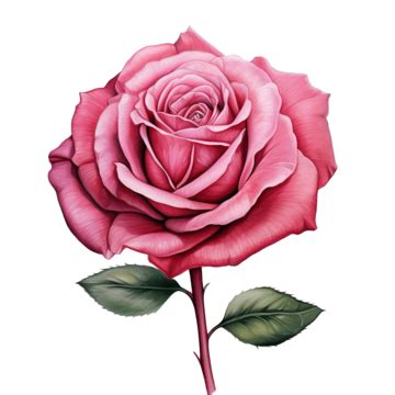 Pink Rose Outlined Rose Flower Outline Flower PNG Transparent Image