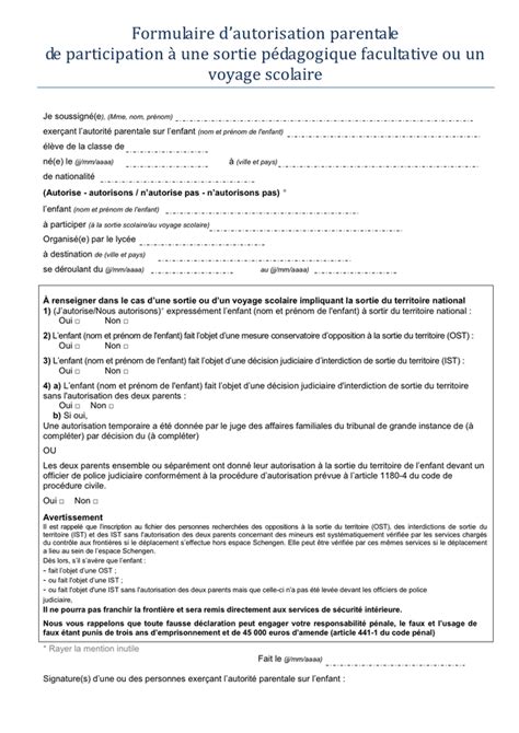 Formulaire Dautorisation Parentale Doc Pdf Page Sur 70686 The Best