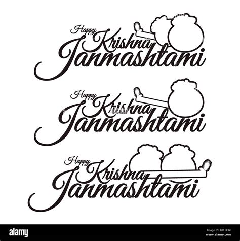 Happy Krishna Janmashtami Typography Lord Krishna Religious Festival