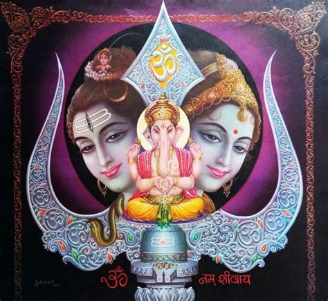 Shiva Parwati Canesh Linga Pooja 1970’s Indian Calendar Print Via Ebay Oldbollywoodposters