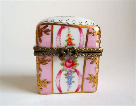 Limoges Trinket Box 2 Perfume Bottles Miniature Pink Hand Etsy