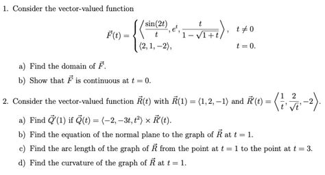 Answered 1 Consider The Vector Valued Function Bartleby