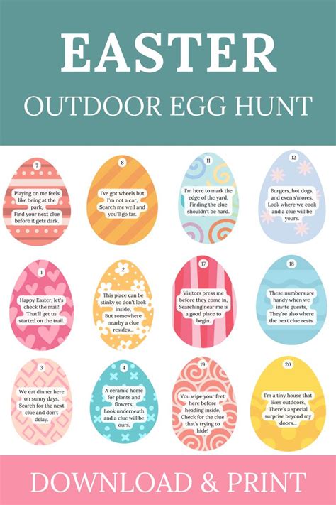 Outdoor Easter Egg Scavenger Hunt Clues For Kids And Teens Printable