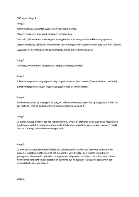 Organisatie En Strategie WC 4 O S Werkcollege 4 Vraag 1