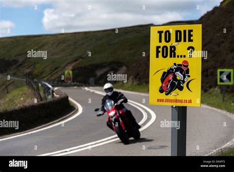 Warning Sign For Motorcyclists On The Snake Pass A57 Road Derbyshire