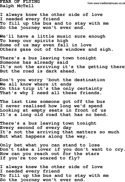 Fear Of Flyingtxt By Ralph Mctell Lyrics And Chords