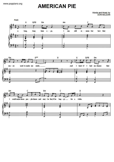 Don Mclean American Pie Sheet Music Pdf Free Score Download ★