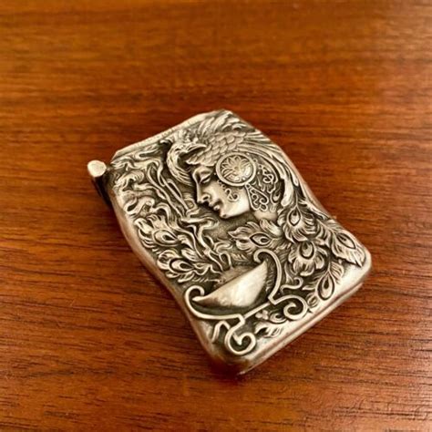 Rare Unger Bros Sterling Silver Peacock Figural Woman Match Safe Case Antique Price Guide