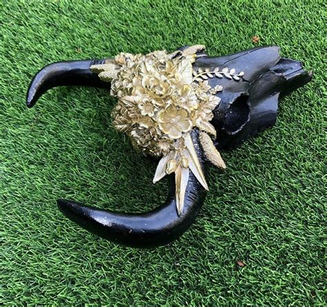 Black Gold Cow Skull Wall Decor Wall Art Wall Hanging Etsy