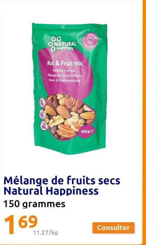 Promo Mélange De Fruits Secs Natural Happiness chez Action iCatalogue fr