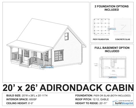 20x26 Adirondack Cabin Plans 520 Sq Ft Small House