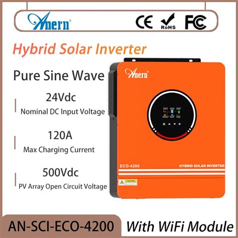 Anern 4 2 6 2kw Solar Inverter Hybrid Pure Sine Wave Off Grid 24v48v Max Pv