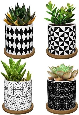 T U Cm Pot De Fleur Succulent Pots De Plantes Avec Plateau Bambou Lot