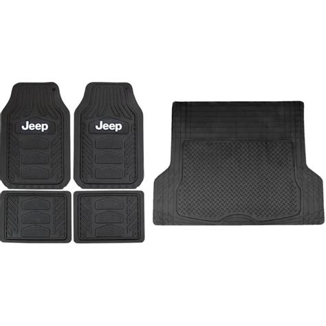 5 Piece All Weather Pro Heavy Duty Rubber Front Rear Floor Mats And Black Cargo Trunk Mat Set For