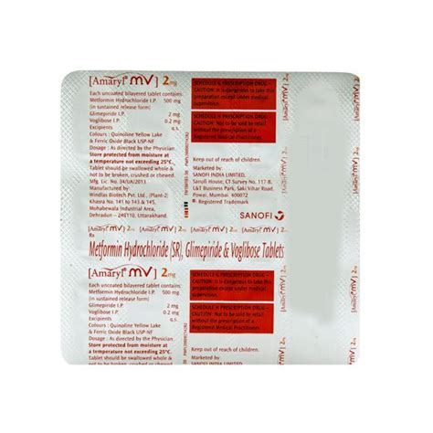 Amaryl Mv Mg Tablet S Uses Side Effects Netmeds