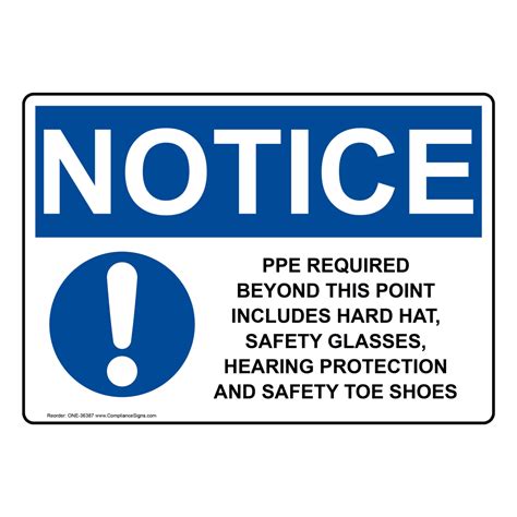 Osha Sign Notice Ppe Required Beyond This Point Ppe