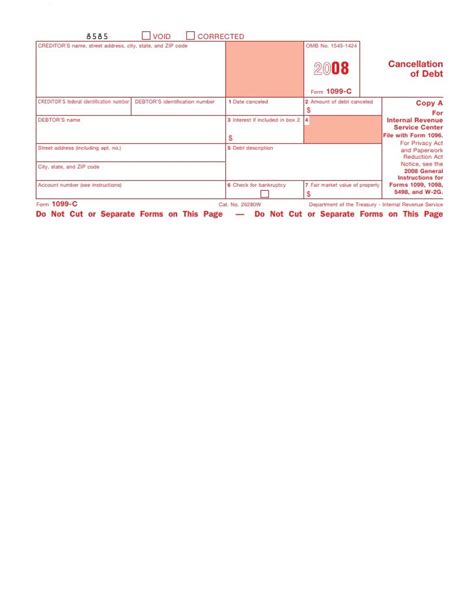 Form 1099 C Cancellation Of Debt