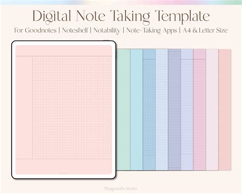 Digital Note Taking Templates In Rainbow Colors Work With Any App That