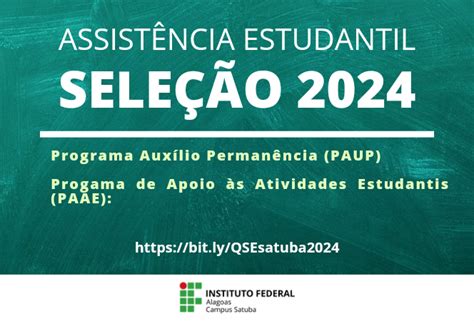 Ifal Satuba abre inscrições para o Programa de Assistência Estudantil