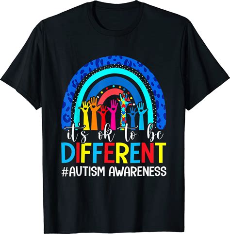 It S Ok To Be Different Autism Awareness Leopard Rainbow Shirt