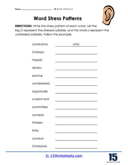 Word Stress Worksheets 15