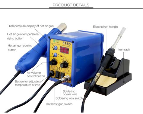 BEST 878D 2 In 1 Digital Display Lead Free 110V 220V SMD Bga Hot Air