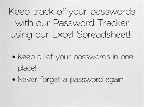 Password Tracker Excel Spreadsheet Password Template - Etsy