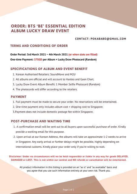 Po Share Shipping Bts Be Essential Edition Album Special Lucky Draw