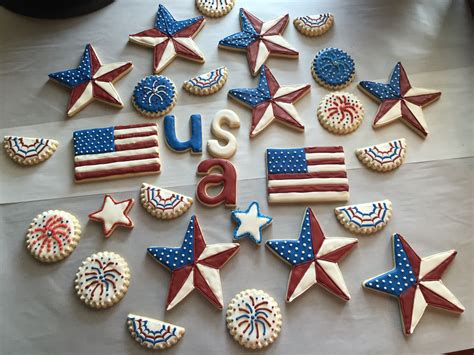 Fourth Of July Decorated Sugar Cookies Royal Icing Red White Blue