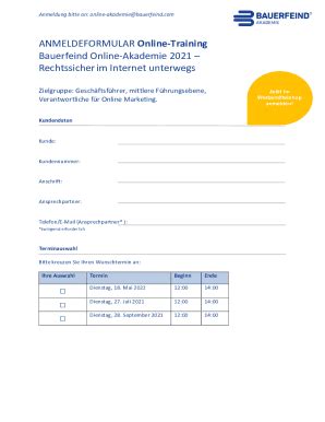 Ausfüllbar Online Anmeldung bitte an online akademiebauerfeind Fax