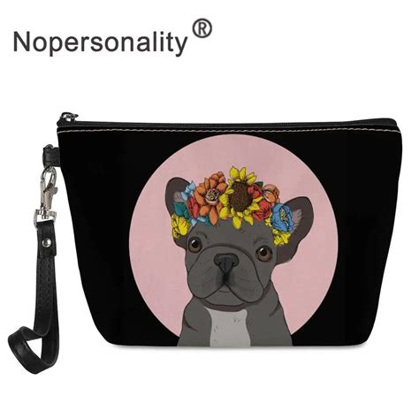 Nopersonality French Bulldog Print Cosmetic Bag Travel Makeup Case