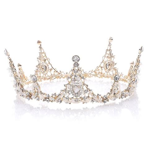 Jeweled Baroque Queen Crown Rhinestone Wedding Crowns And Tiaras For